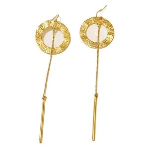 Earrings Large Dangle Loop Gold Tone 11.5 cm